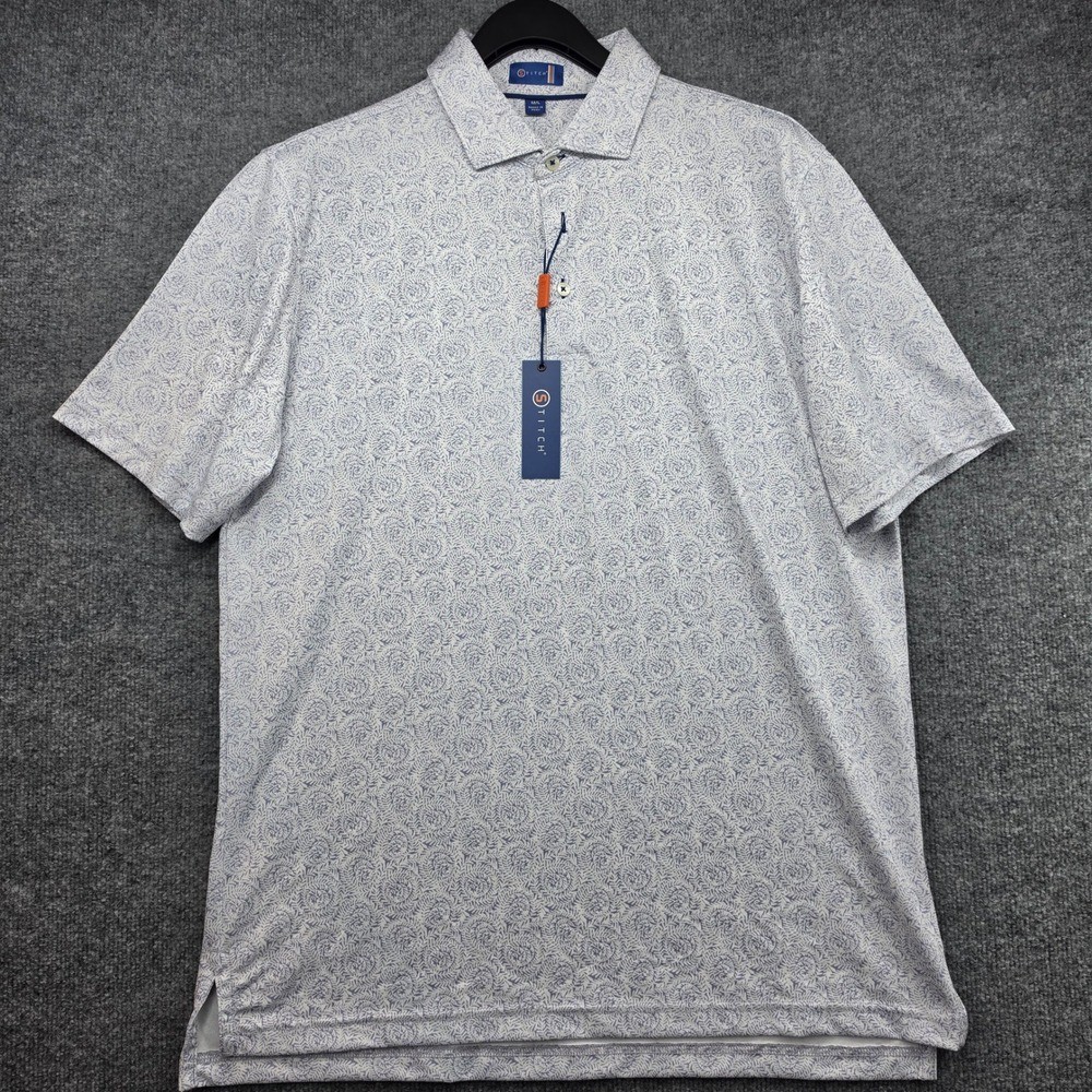 Stitch Golf Delfino Polo Shirt‎ Mens M/L Infinity Blue White Swirl 211SA0014 NWT